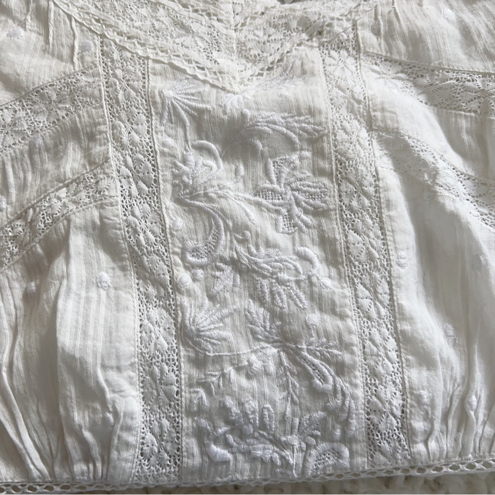 LOVESHACKFANCY Cheri Cream Eyelet Lace Dress - Picture 8 of 8